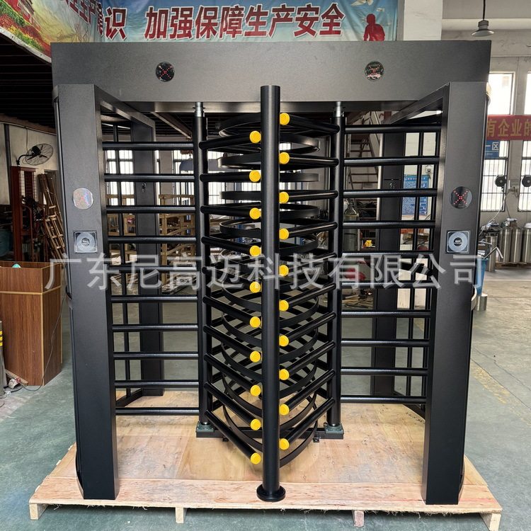 全高人行闸小区出入口成品黑色电动旋转门防尾随栅栏滚闸门厂家