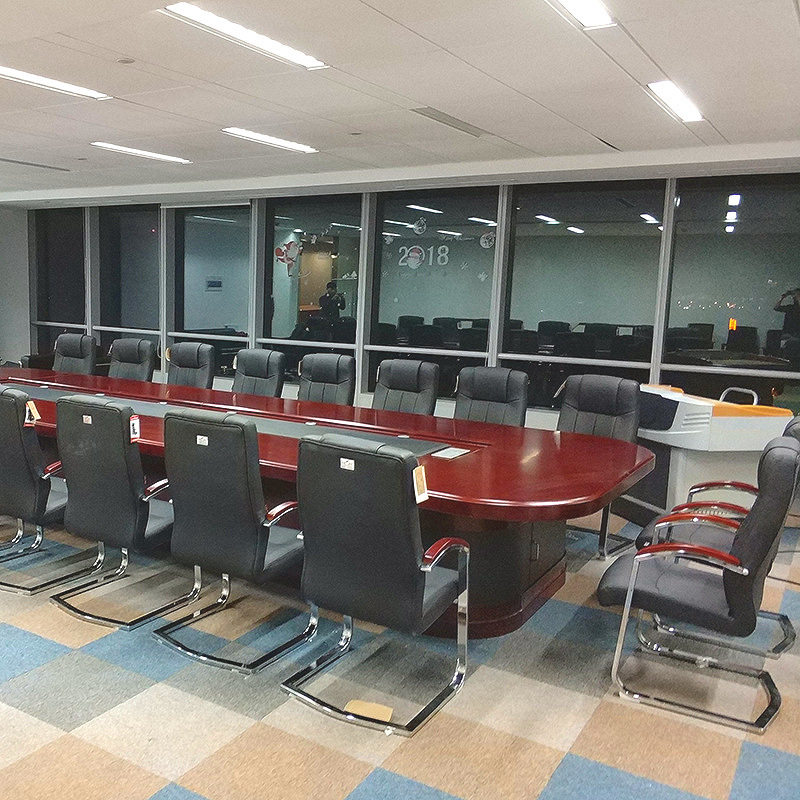会议桌单位会议室桌椅带线盒圆形办公会议桌洽谈会议桌椅厂家批发