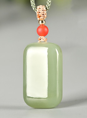 天然和田玉无事牌吊坠18*25mm左右玉石项链玉佩挂件简约大气饰品