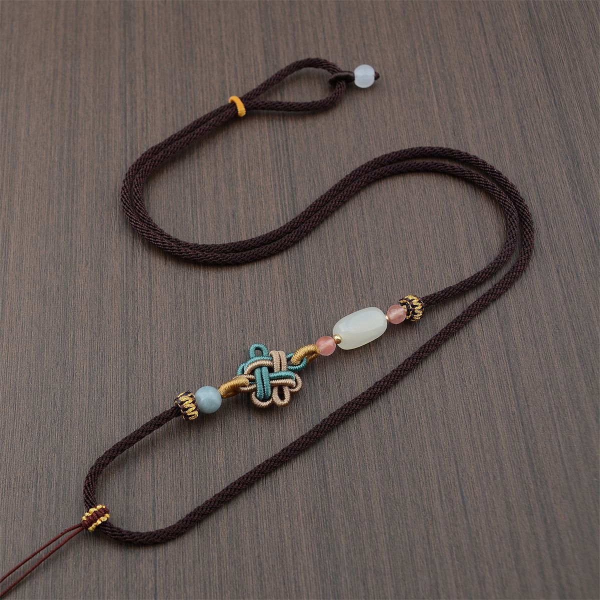 手编吉祥结挂件绳绑水晶和田玉翡翠吊坠挂绳新款平安扣玉坠项链绳