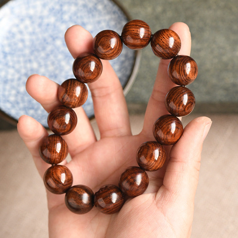 正区海南黄花梨15mm15颗老料油梨手串海黄男款高油密文玩佛珠念珠