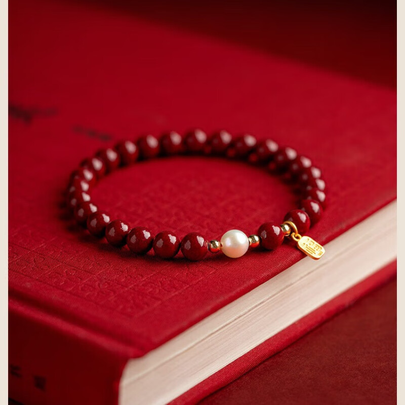 天然珍珠/朱砂手链福牌手串女款情人节礼物龙年本命年转运珠龙纹