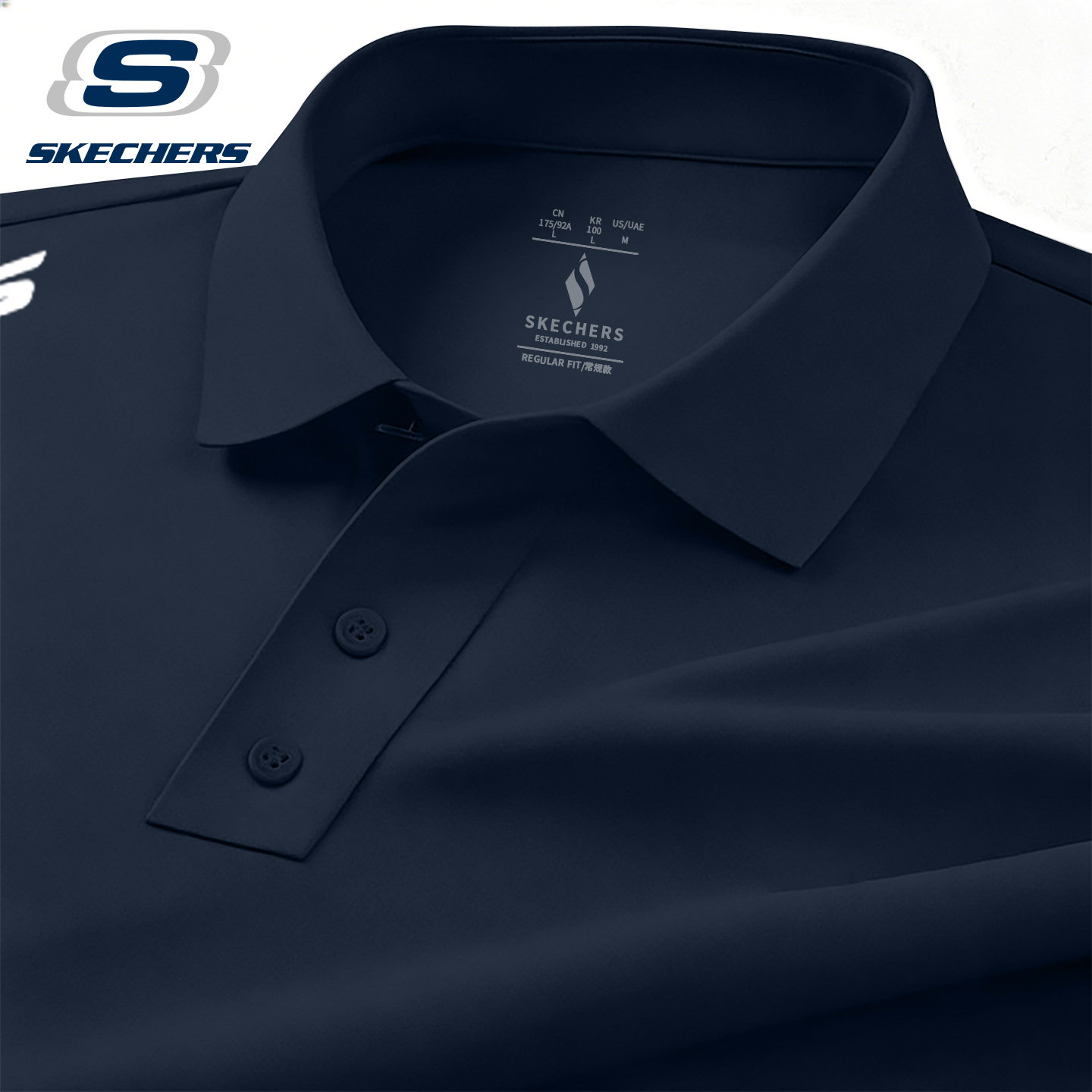 斯凯奇冰丝运动polo衫男夏季短袖t恤透气薄款休闲服男士商务上衣