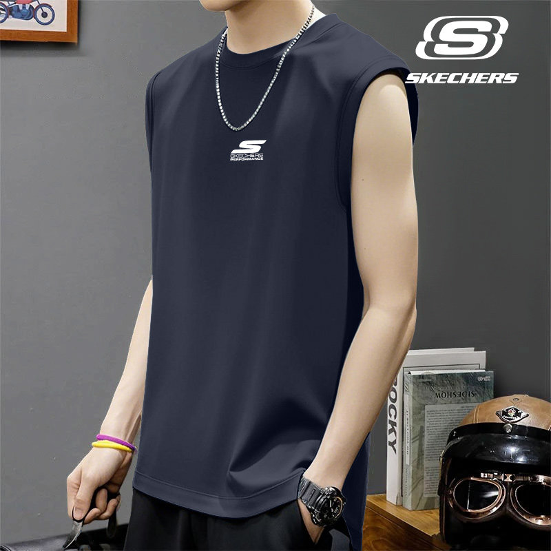斯凯奇运动背心男2026夏季新款冰丝速干无袖坎肩宽松透气羽毛球服