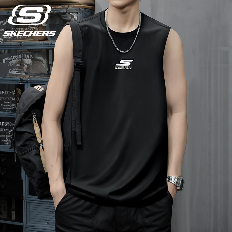 斯凯奇背心男款速干衣无袖t恤透气坎肩夏季新款跑步健身运动背心