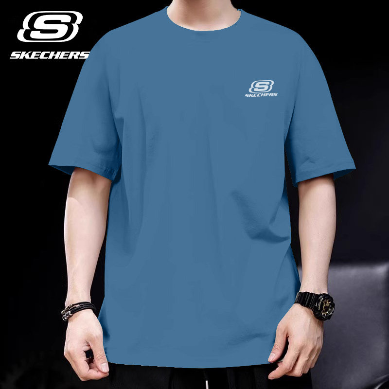 斯凯奇T恤男2026夏季新款时尚纯棉t宽松透气青少年休闲运动服短袖