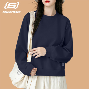 斯凯奇卫衣女款2025新款爆款高级感洋气秋冬加绒灰色品牌运动上衣