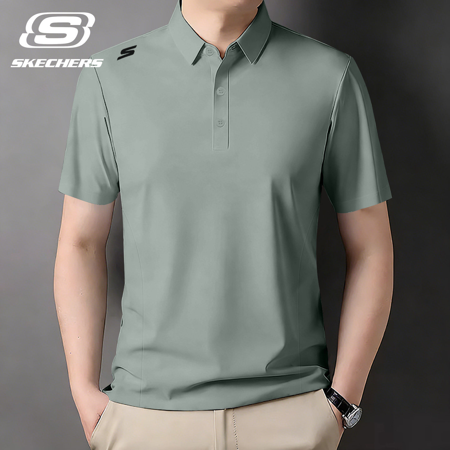 斯凯奇polo衫男短袖2026夏季新款商务翻领t恤冰丝速干衣休闲半袖