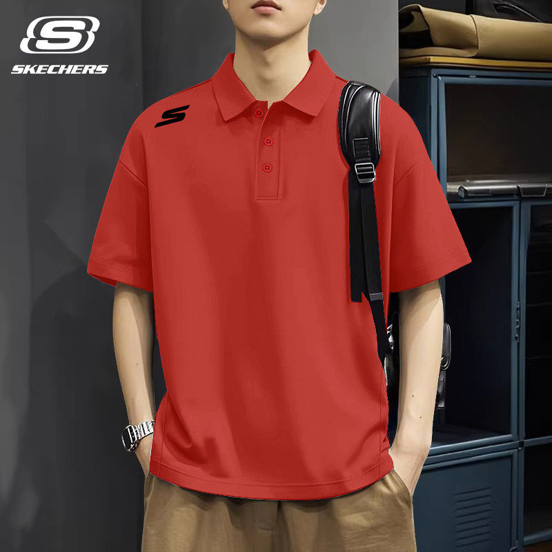 斯凯奇男装冰丝短袖t恤男夏季2026新款男款翻领Polo衫薄款速干衣