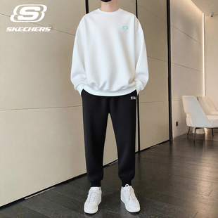 斯凯奇运动套装男2025秋季新款宽松卫衣卫裤长袖长裤跑步羽毛球服