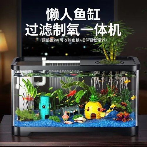 鱼缸水族箱桌面金鱼缸生态懒人