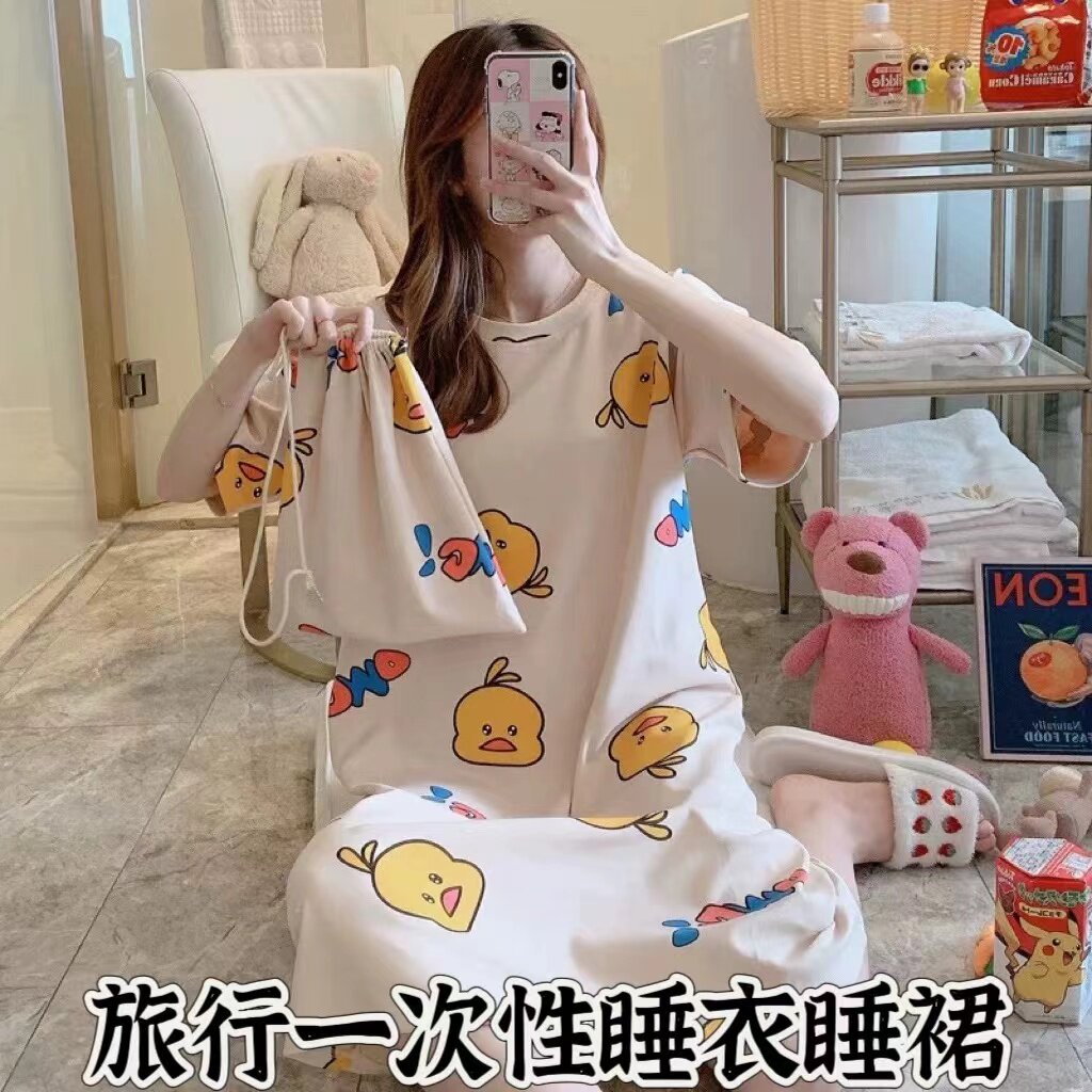 旅行一次性睡裙女款夏薄款可爱