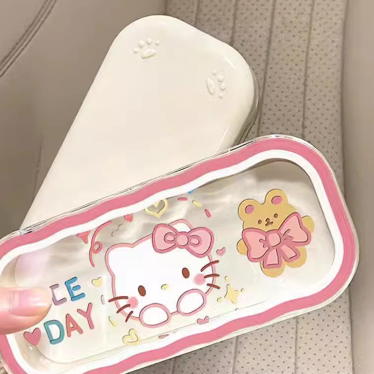 蝴蝶结小猫可爱眼镜盒透明便携防压随身近视镜眼镜盒墨镜学生收纳