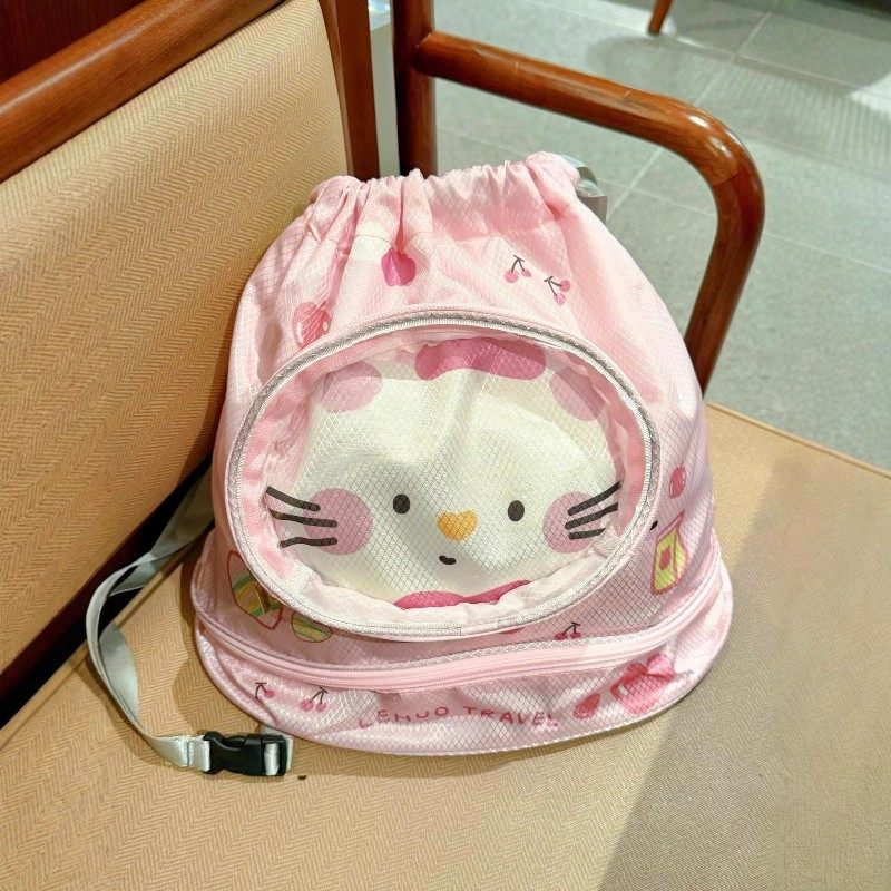 卡通猫游泳包收纳干湿分离防水女游泳专用装备背包海边沙滩大容量