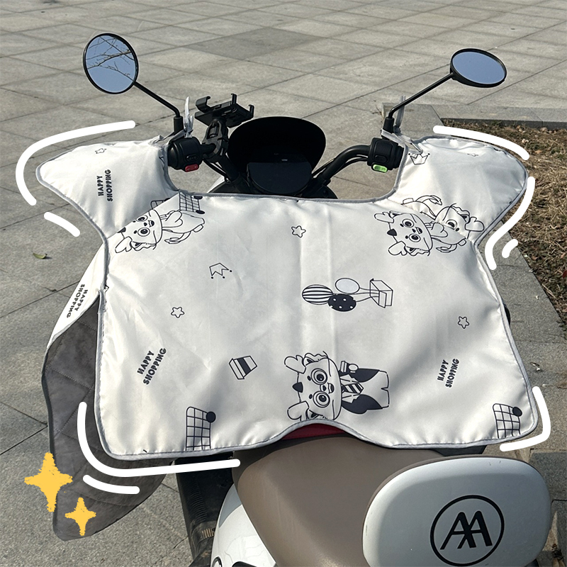 可爱小狗电动车挡风被夏季薄款防晒遮阳罩电瓶摩托车夏天隔热透气