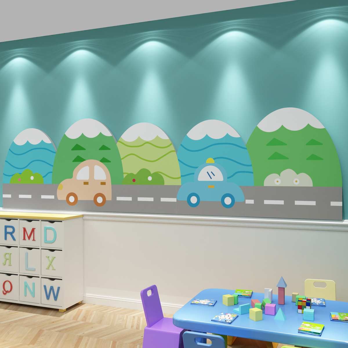 主题成品幼儿园装饰画大厅材料环境布置墙面楼梯创设W走廊文化背