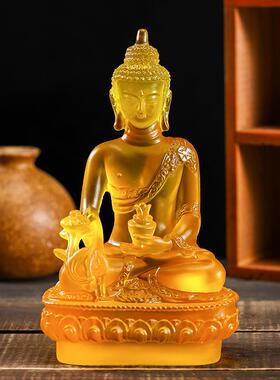 琉璃光药师佛摆件如来佛像中式工艺品居家装饰品摆放客厅供奉摆设