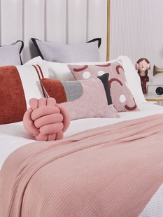 展厅样板间 粉色毛线球 儿童房女孩可爱床上用品 家具配套床品
