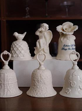 出口欧洲覆古宫殿风陶瓷餐桌铃铛摆件 浮雕花卉鸟造型家居装饰品