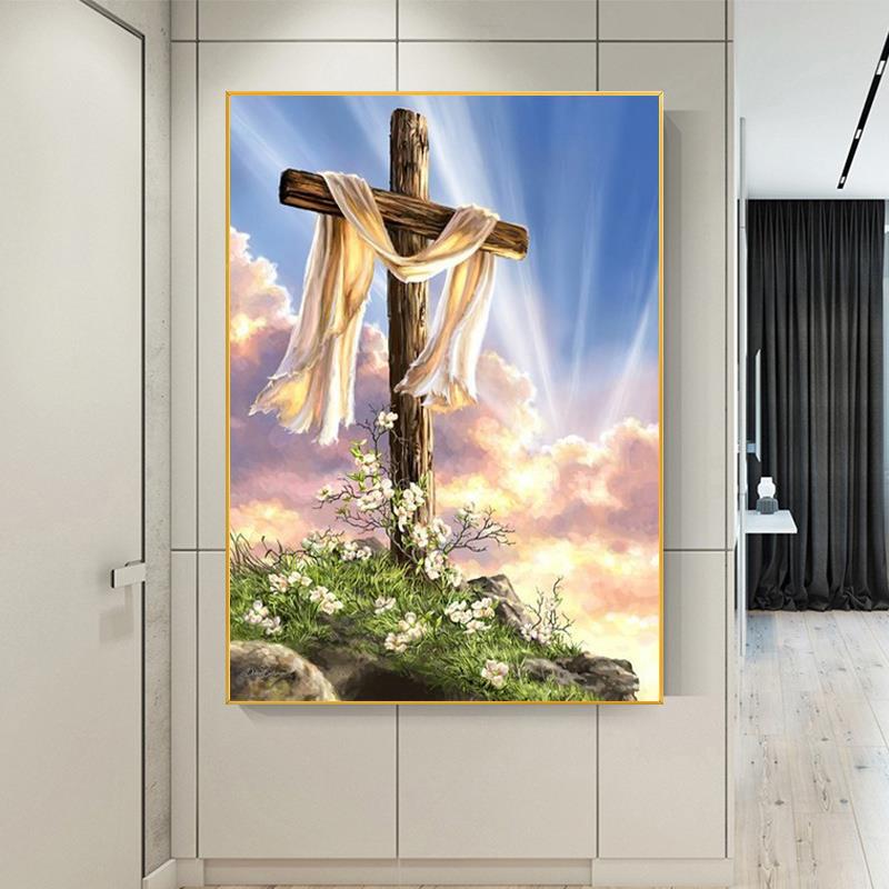 5d钻石画满钻欧式客厅卧室风景贴钻十字架手工贴钻十字绣diy线绣