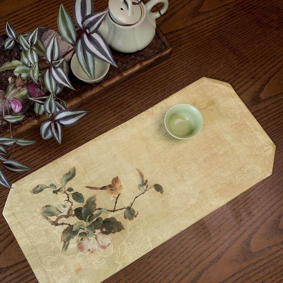 新中式防水织锦茶席锦缎禅意茶垫桌旗棉麻壶垫隔热垫麻高端香道席