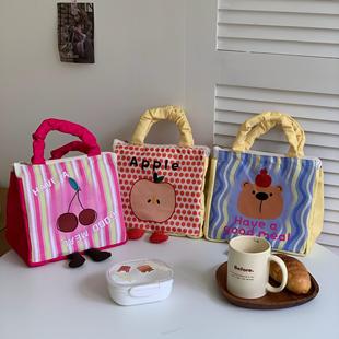 2024可爱软萌小脚包学生上班族带饭手提便当饭盒保温包手提