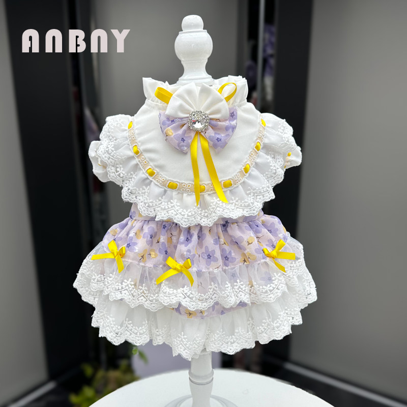 安贝妮宠物衣服狗狗春装仙女公主连身裙泰迪约克夏小型犬小狗裙子