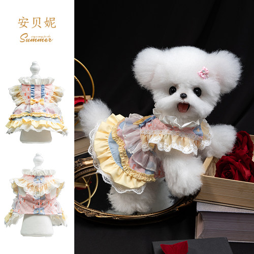 安贝妮宠物衣服秋季狗狗洛丽塔裙子幼犬小型犬雪纳瑞宠物连身裙