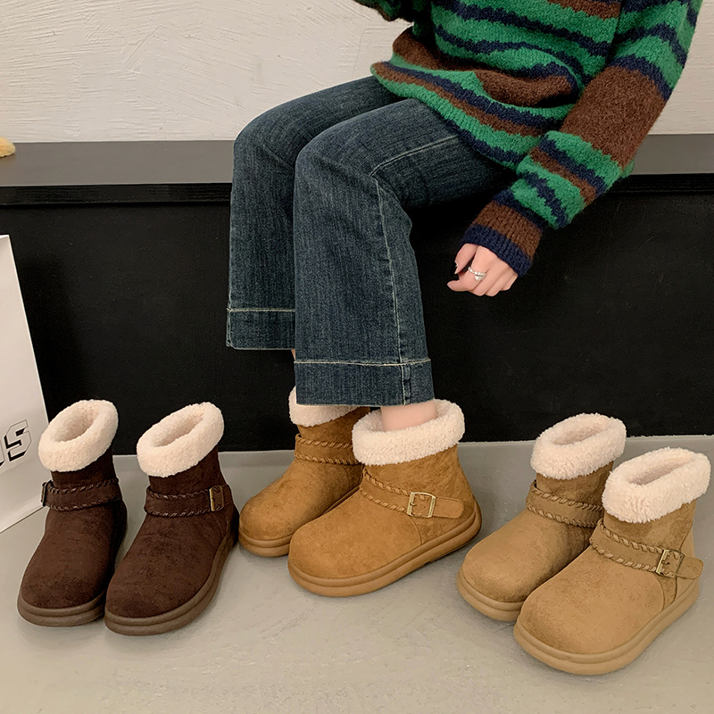 珂莱恋加厚毛绒雪地靴女冬季保暖