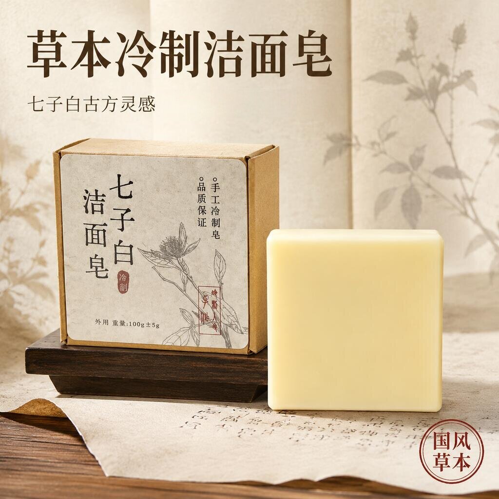 七子白洁面皂手工冷制皂