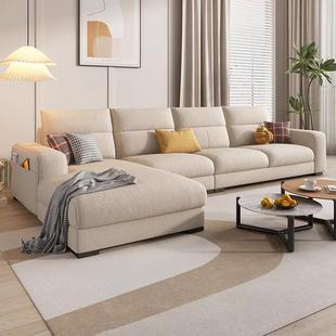 北欧布艺沙发小户型客厅现代简约新款 棉麻猫抓布直排贵妃沙发组合
