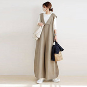 连体裤 women 棉麻翻领包袖 新款 clothes日系秋装