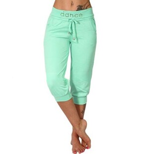 宽松女士运动休闲裤 薄款 显瘦贴片中腰七分小脚 clothes夏季 women