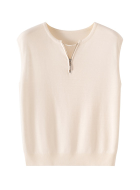 CLUB NEWS春秋款时尚拉链无袖针织衫背心上衣洋气减打底衫