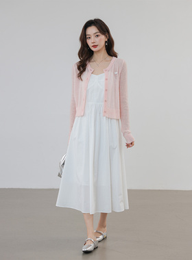 CLUB NEWS【100%棉】海边度假连衣裙女设计感a字长裙气质吊带裙子