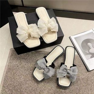 外穿仙女风蝴蝶结防滑百搭沙滩平底一字凉鞋 爆款 夏季 拖鞋 女 女时尚