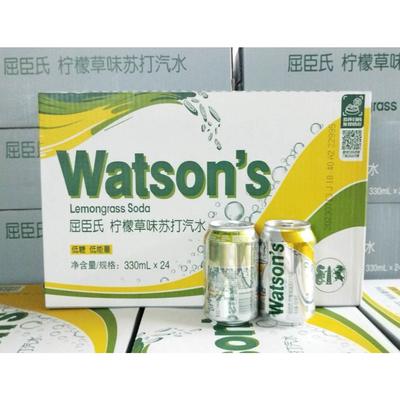 屈臣氏苏打水330ml*24/箱 原味气泡水干姜柠檬草香草汤力盐味汽水
