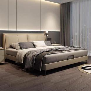 CBD家居意式极简真皮轻奢主卧大床现代简约带抽屉软床