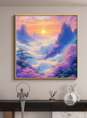 紫气东来正方形玄关装饰画壁画