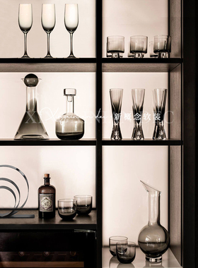轻奢样板间酒柜组合摆件售楼处水吧创意酒具酒杯托盘搭配装饰品