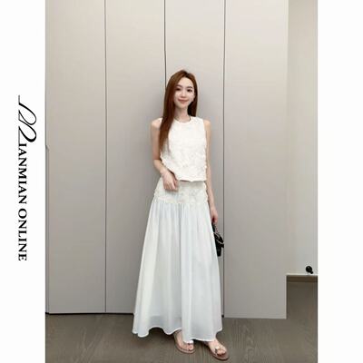 MIANMIANONLINE“空谷背心立体提花工艺刺绣气质套装背心+裙子321