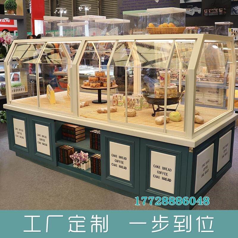 热销铁艺中岛柜新款面包展示柜边柜蛋糕模型柜面包店收银台抽屉式