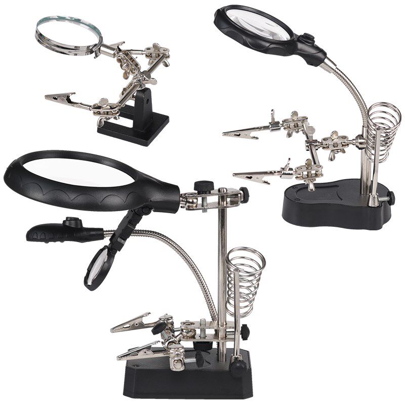 热销台式维修放大镜带支架手机维修线路板焊接辅助夹具工作台多功