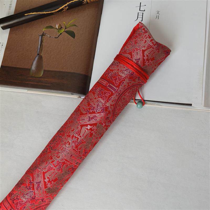 热销红色竹笛袋竖笛收纳袋箫袋尺八袋南箫袋刀剑杖枪棍棒长管袋书