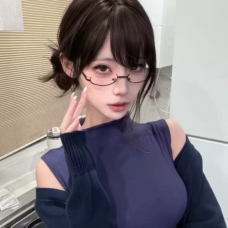 cos日系半框眼镜女装饰镜架无镜片御姐禁欲系纯欲直播主播眼镜框