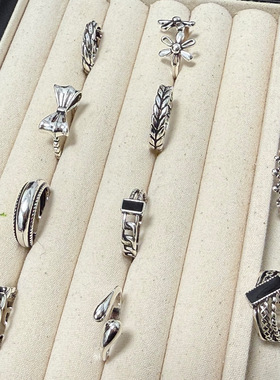 小红书爆款韩版复古做旧泰银戒指女不掉色小众ins风开口调节情侣