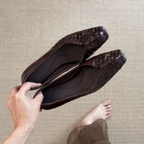 丹尼芙蕾轻奢一脚蹬编织通勤单鞋
