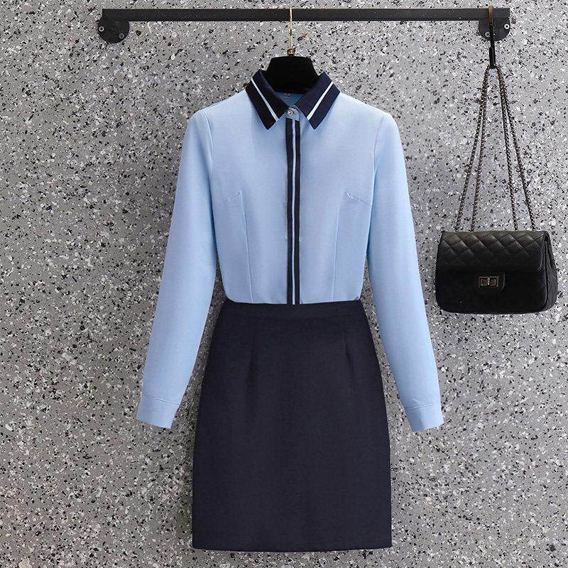 长袖衬衫女春秋时尚酒店前台工作装珠宝店美容院高端空姐职业套装