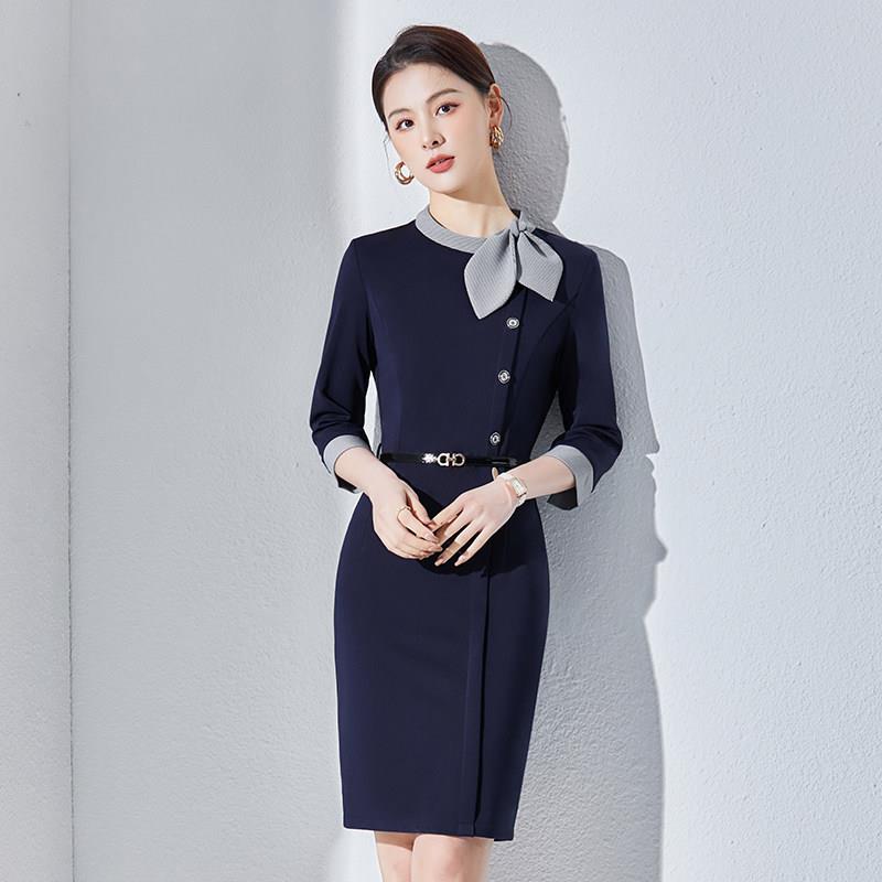 高端职业装连衣裙女春时尚气质正装前台酒店ol售楼部美容师工作服