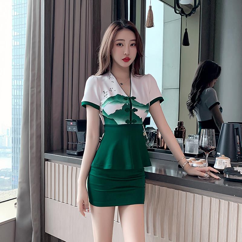 前台足浴足疗技师工作服女新款显瘦高端会所养生馆美容院气质套装